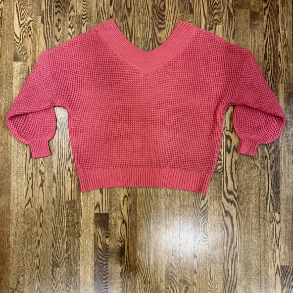 Zenana Outfitters Raspberry V-Neck Sweater - Picture 3 of 8